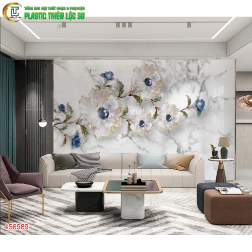 Tranh PVC Vân Đá Ceramic Vách Sofa Tranh Hoa 8D Tranh PVC Vân Đá Ceramic Vách Sofa Tranh Hoa 8D