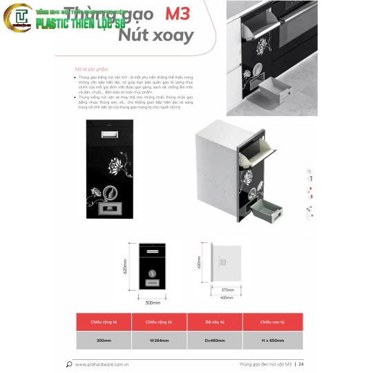 Thùng gạo âm tủ Pro Hardware