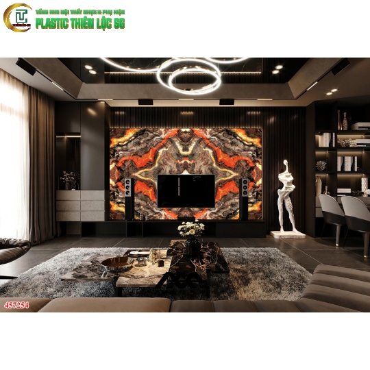 Tranh PVC Vân Đá Ceramic Vân Đá Giả Xuyên Sáng Tivi
