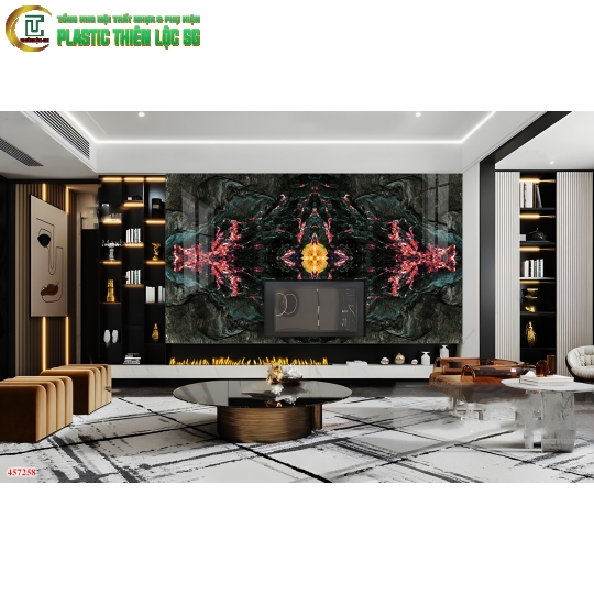 Tranh PVC Vân Đá Ceramic Vân Đá Giả Xuyên Sáng Tivi