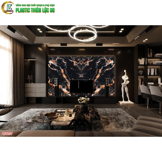 Tranh PVC Vân Đá Ceramic Vân Đá Giả Xuyên Sáng Tivi