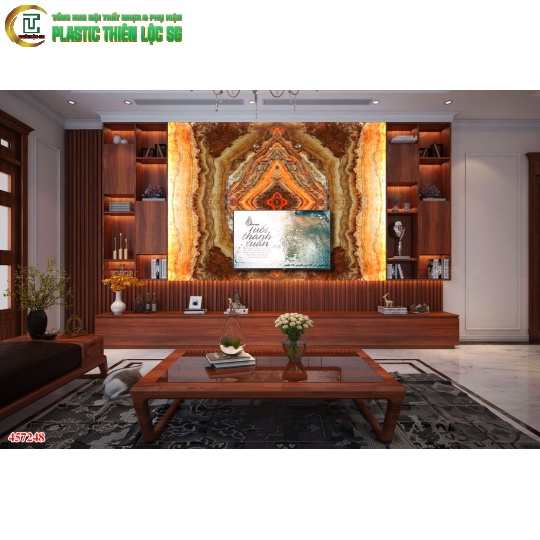Tranh PVC Vân Đá Ceramic Vân Đá Giả Xuyên Sáng Tivi